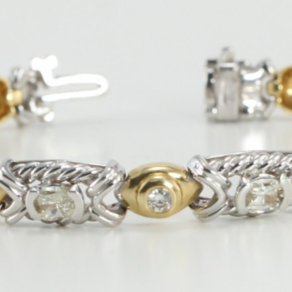 14K Gold Millennial Sunrise Round Bezel Diamond Bracelet 5.1Ct C22000027 - Picture 1 of 5